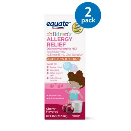 (2 Pack) Equate Children's Allergy Relief, Cherry, 8 Fl (Best Children's Allergy Medicine For Cough)