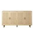 thumbnail image 5 of GZXS 62.2-Inch Rattan Buffet Cabinet with Storage, Bohemian 4-Door Sideboard w/ Adjustable Shelves and Solid Wood Legs, for Hallway, Living Room, Kitchen, Natural, 5 of 8