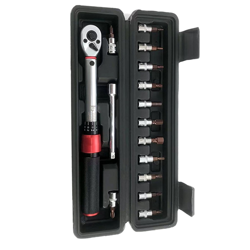 CEORPER 16Pcs Adjustable Preset Torque Wrench Set Professional Alloy Steel 1/4” Drive