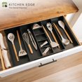 thumbnail image 2 of KitchenEdge Organizador de cajones de cocina ajustable para utensilios y basura expandible a 33 pulgadas de ancho 9 compartimentos 100% bambú, 2 of 5