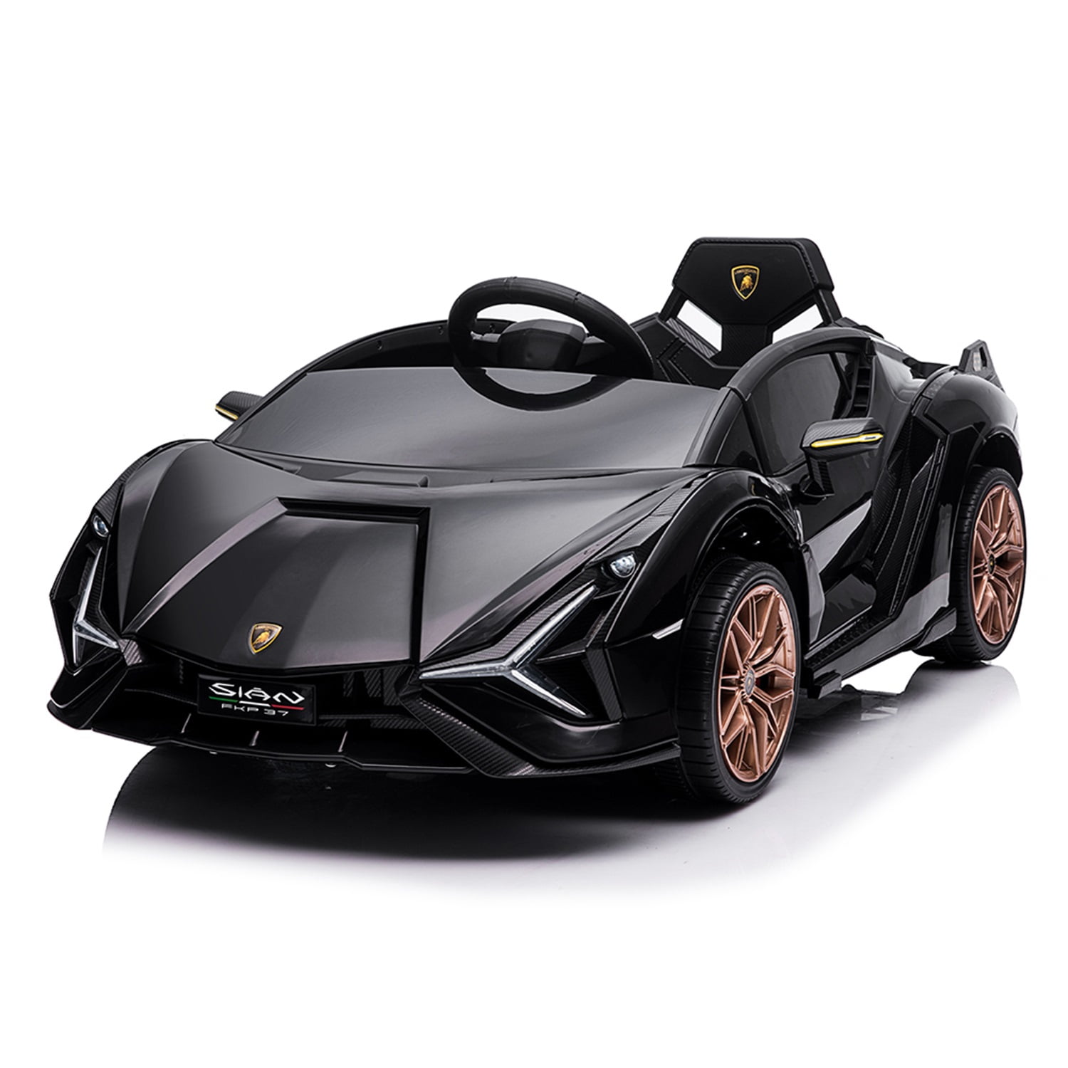 CIPACHO Kids Electric Ride On 12V Licensed Lamborghini SIAN Battery Powered Sports Car Toy with 2 Speeds, Parent Control, Sound System, Black