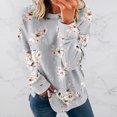 thumbnail image 2 of Pompotops Mode Femmes Imprimé Manches Longues Confortable Respirant Sweat-Shirt Col Rond Liquidation, 2 of 5