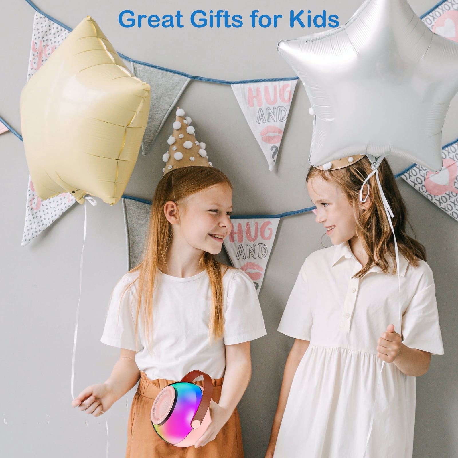 JYX Karaoke Machine for Kids, Portable Bluetooth Speaker with 2 Karaoke Microphone, D25P-T