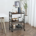 thumbnail image 3 of KWUXIN 3 Tier Rolling Kitchen Cart with Storage, Kitchen Island Cart on Wheels with 2 Sliding Fruit Basket, Microwave Cart with Side Hooks for Dining Room,Rustic Brown, 3 of 11