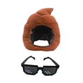 thumbnail image 2 of Sombrero de caca para cosplay, tocado de juguete con forma de caca para actuaciones navideñas y Halloween. Con gafas de sol, 2 of 9