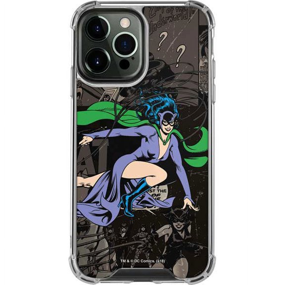 Skinit DC Comics Catwoman Vintage Action Pose Pattern iPhone 14 Pro Max Clear Case
