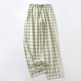 thumbnail image 2 of BRGZLK Pants Women Rawstring Pants Cotton Wide Leg Y2K Plaid Pajamas Pants Elastic High Waist Checkered Lounge Pj Pants Going Out Trousers, 2 of 4