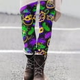 thumbnail image 4 of Feancey On Sale High Waisted Leggings for Women Buttery Soft Mardi Gras Yoga Pants Novelty Holiday Print Carnival Party Tights Slim Stretchy Running Workout Leggings Multicolor XXL, 4 of 7