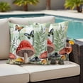 thumbnail image 4 of Mushrooms Outdoor Waterproof Pillow Covers, Sage Green Plaid Butterfly Botanical Plants Decorative Square Throw Pillowcase Sofa Cushion Sham for Patio/Couch/Chair, 18"x18" 2 Pack, 4 of 8