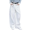thumbnail image 2 of ATOGUTA Girls Jeans Baggy Denim Pants Elastic High Waist Wide Leg Jeans with Pockets Size 4T-15, White, 2 of 5
