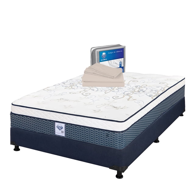 Colchón Queen Size Cantabria Spring Air + Box + Juego de Sábanas
