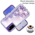 thumbnail image 3 of Compatible with Samsung Galaxy Note 20 5G Phone Case Tempered Glass Screen Protector Bling Liquid Glitter Clear Hybrid Shockproof TPU Military Grade Protective Heavy Duty Cell Cover Women Purple, 3 of 6