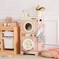 thumbnail image 5 of Robud Wooden Laundry Playset for Toddlers - Pretend Washing Machine, Dryer, Ironing Board & Accessories - Fine Motor Skills Toy for Kids Ages 3+, Pink, 5 of 13