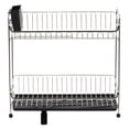 thumbnail image 4 of IRIS USA, 2-Tier Stainless Steel Slim-Sized Dish Rack with Drain Spout, Black, 4 of 7