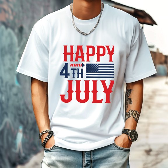 Men's T Shirt Round Neck Patterned Tee Summer New Sports Shirt Vintage Style Gift for Friends XS