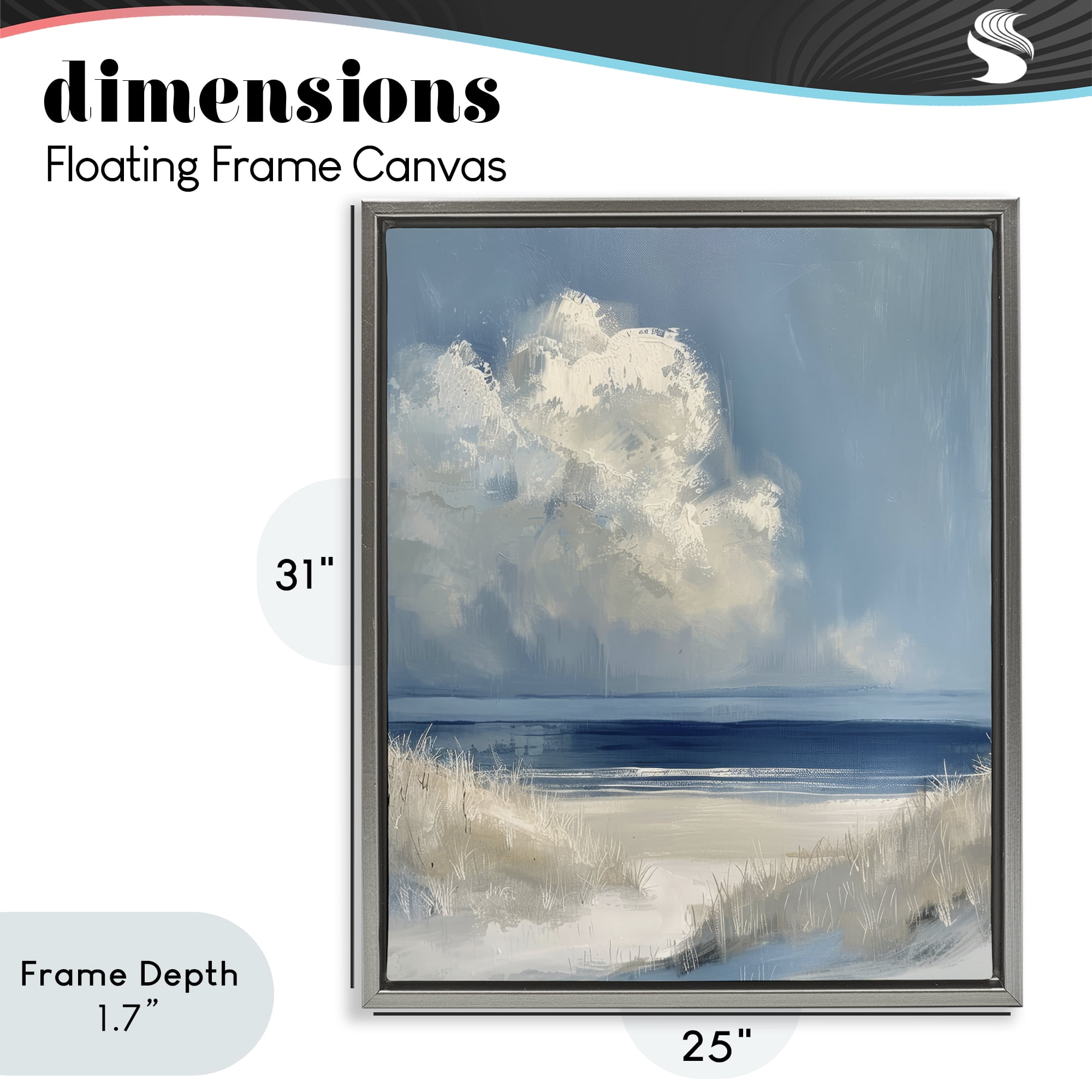 Stupell Industries Dark Waters Ahead Gray Framed Floater Canvas Wall Art, design by Petal Prints Design