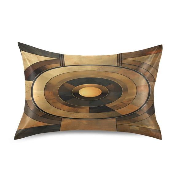 Satin Pillow Case Standard Silk Pillow Cover for Hair and Skin Envelope Closure Abstract Olive Brown Geometric 20"x26"