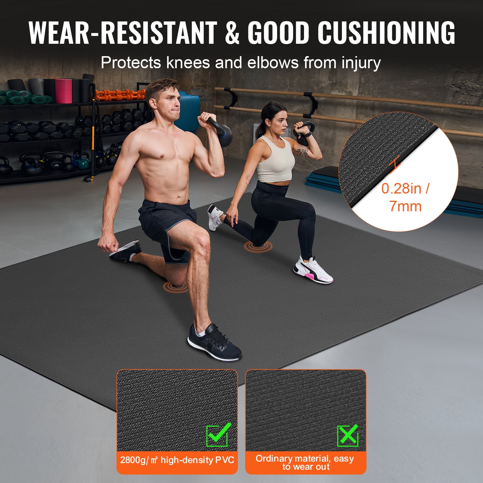 KFFKFF Large Yoga Mat,7x5ft Durable Non-Slip Fitness Mat, Universal Exercise Mat for Both Genders, Includes Bag & Strap, Suitable for Home Yoga, Pilates & Floor Exercises
