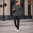thumbnail image 2 of AZoiNM Men's Urban Fashion Hoodie, Casual Button-Down Sweatshirt, Lightweight Long Sleeve Hooded Pullover for All Seasons, 2 of 10