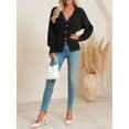 thumbnail image 4 of Women V‑Neck Button Front Knit Cardigan Long Sleeve Fitted Sweater Coat, 4 of 5