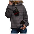 thumbnail image 1 of Mujeres capucha rayas 3D gato impresión manga larga pulóver blusas sudadera Tops Pompotops gfhjh7602, 1 of 4