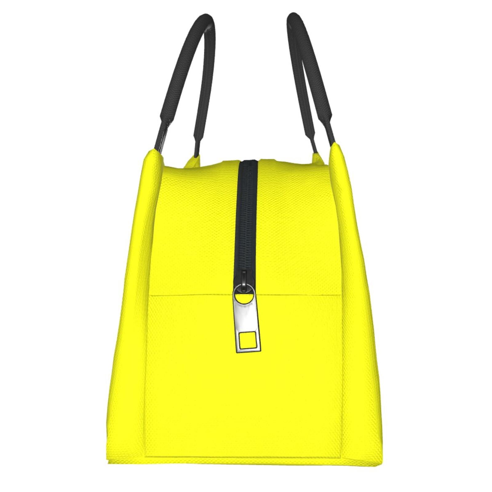 Portable Aluminum Film Insulated Refrigerated Lunch Bag Leak Proof Easy To Clean Folding Easy To Carry Large Capacity Wide Use Lemon Yellow