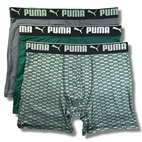 PUMA MEN'S 3 PACK - PHG 243 - 987 GREEN - LARGE - UNDERWEAR X3 BOXER BRIEF