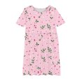 thumbnail image 4 of RXIRUCGD 2025 Summer Clothes for Kids Girl's Flower Print Short Sleeve Stretchy Dress Summer Sleeve Round Neck Dress Dance Skirt for Kids, 4 of 4
