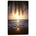 thumbnail image 2 of Tropical Beach with Palm Leaves - Seashore Canvas Art Print, 2 of 3