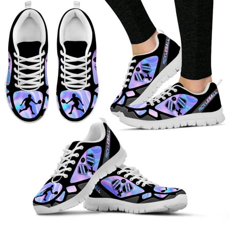 

Purple Psychedelic Design Pickleball Hobby Shoes Black Lace-Up Outdoor Sneakers Comfortable Basketball Shoes
