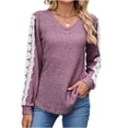 thumbnail image 1 of MHFRRA Blusa Informal de Manga Larga para Mujer con Encaje En contraste, Holgada, para Uso Diario, Primavera y Otoño. Púrpura, 1 of 3