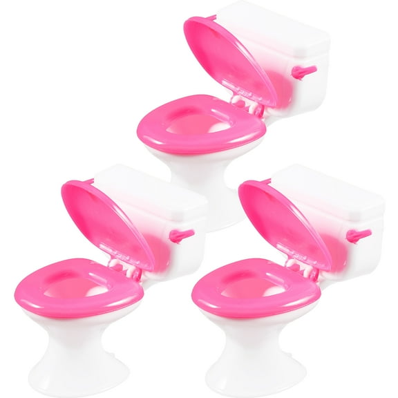 3pcs Miniature Dollhouse Toilet Set - Doll Toilet Toys, Bathroom Decor, Cake Topper, Dollhouse Accessories Tub