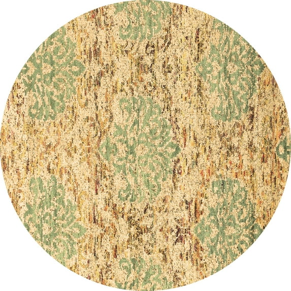 Ahgly Company Indoor Round Abstract Brown Contemporary Area Rugs, 8' Round