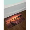 thumbnail image 2 of Orange Bath Mat, Old Rustic Pier on the Beach and Romantic Tranquil Sky Pure Twilight Concept Scenic, Non-Slip Plush Mat Bathroom Kitchen Laundry Room Decor, 29.5 X 17.5 Inches, Orange, Ambesonne, 2 of 2