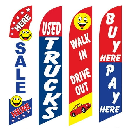 4 Advertising Swooper Flags Sale Here Used Trucks Walk In Drive Out Buy Pay Here