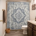 thumbnail image 5 of Xipuska Beige Blue Boho Shower Curtain - Water Repellent Fabric Shower Curtains Washable, Medieval Vintage Ethnic Floral Abstract Decorative Cloth Bathroom Curtains Modern Bath Decor 72"x78", 5 of 6