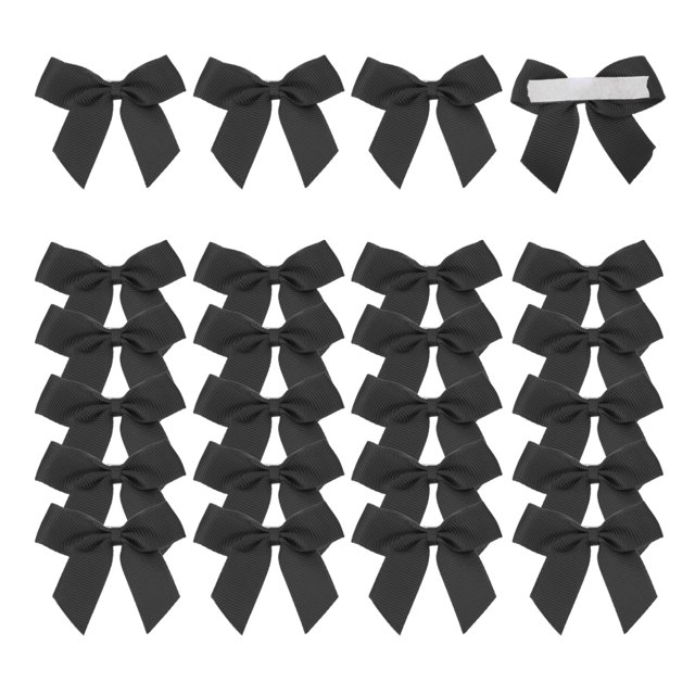 24 Pcs Mini Ruban Gros-Grain Nœud 2 Pouces Fleur Auto-Adhésive Noir