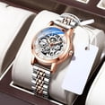 thumbnail image 5 of Women's Sapphire Watches Automatic Mechanical Gold Bracelet Ladies Skeleton Wrist Watch, 5 of 6