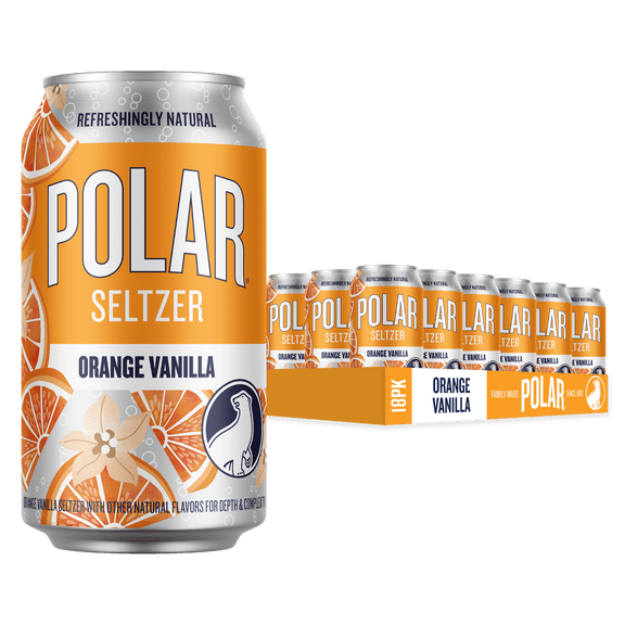 Polar Zero Calorie Orange Vanilla Sparkling Seltzer Water, 12 fl oz, 18 Pack Cans