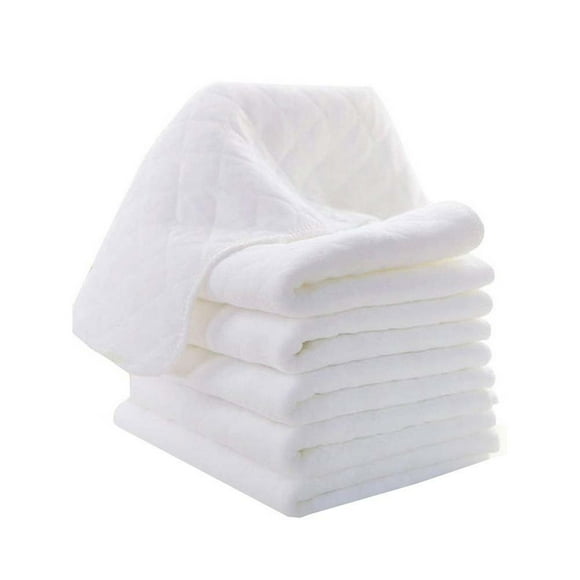 Cloth Diapers for Babies 5-Pack Washable Infant White Reusable Nappy 32 cm x 12 cm 3-Layer Absorbent Design