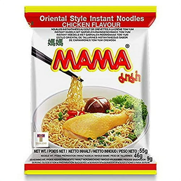 MAMA Noodles CHICKEN Instant Spicy Noodles with Delicious Thai Flavors, Hot And Spicy Noodles with Chicken Soup Base, No Trans Fat with Fewer Calories Than Deep Fried Noodles (Chicken Flavor