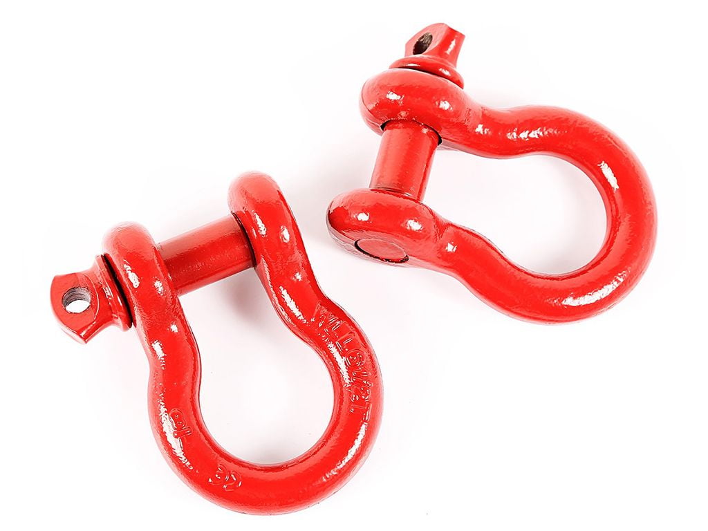 Rugged Ridge by RealTruck D-Ring Shackle Kit | 7/8", Red, Steel, Pair | 11235.13