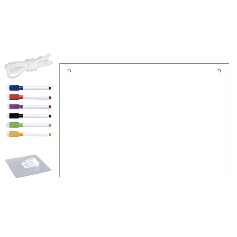 1 Set Clear Dry Erase Board for Wall Writing Memo Board Hanging Frameless White Erasable Board with Markers for Office Home and School