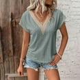 thumbnail image 2 of Admvng Tops For Women Trendy Fashion Summer V-Neck Solid Short Sleeve Casual Top Blouse S-3XL, 2 of 8