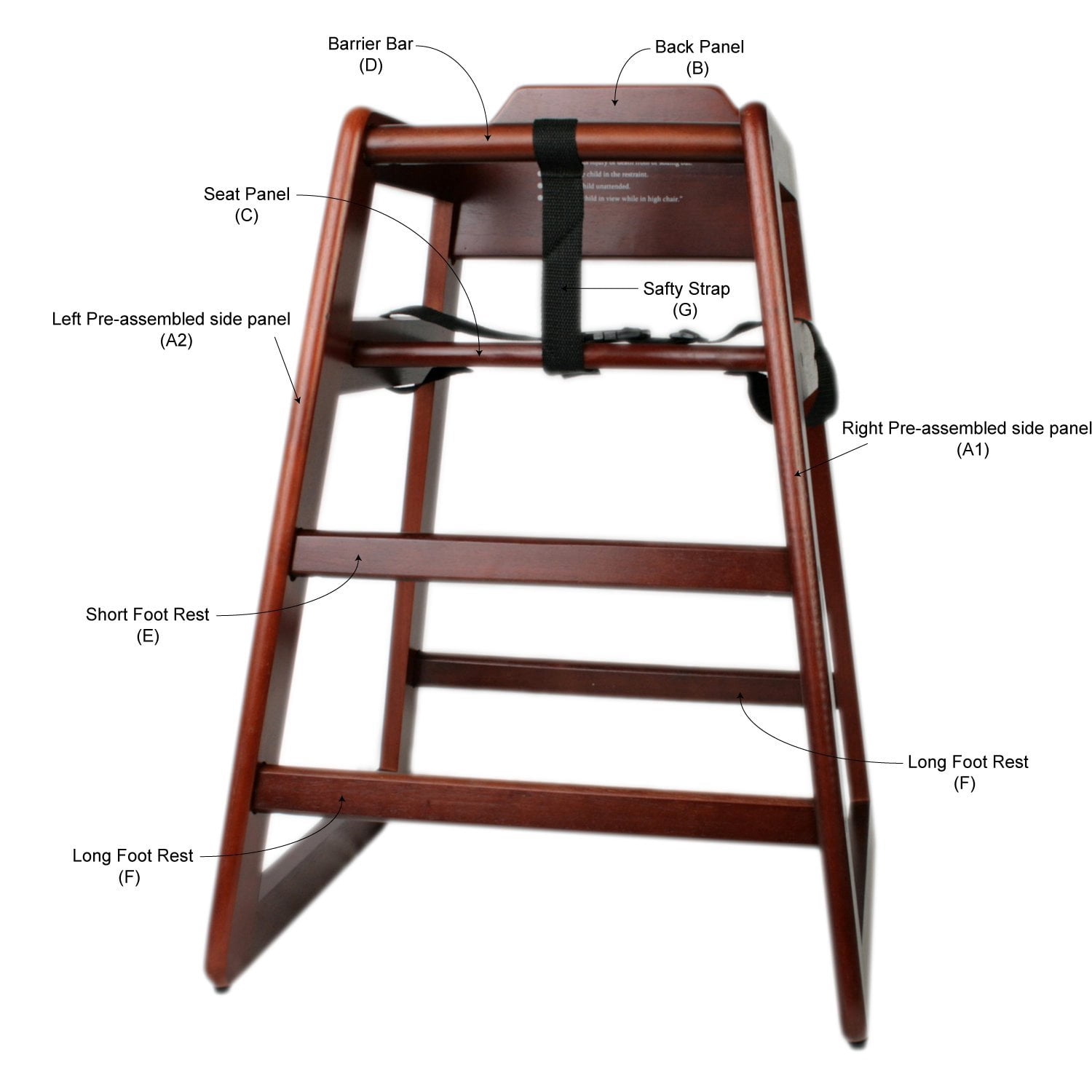 wooden restaurant high chair