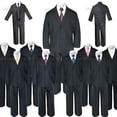 thumbnail image 2 of New 7pc Satin Vest Neck Tie + Boy Baby Toddler Kid Black Formal Suit Tuxedo S-20, 2 of 3