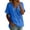 Blue, variant on Women's V-Neck Cotton Linen Top, Casual Short Sleeve Asymmetrical Button Blouse, Loose Fit Patch Pocket Shirt, Breathable Summer Pullover