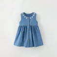 thumbnail image 2 of Glisme Fashion Girls Dresses Size 4-5 Y Toddler Summer Casual Sleeveless Prints Dress Dance Party Dress Holiday Beach Clothes Navy Sundress For Girl, 2 of 6