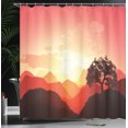 thumbnail image 4 of Ambesonne Nature Shower Curtain, Sunset Tree Mountains, 69"Wx84"L, Coral Orange Dark Brown, 4 of 5