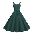 thumbnail image 2 of Joernso Vintage Women Dress A-line Big Swing Solid Color Backless Spaghetti Strap 50s Bow Decor Prom Cocktail Party Wedding Midi Dress Evening Dress, 2 of 7
